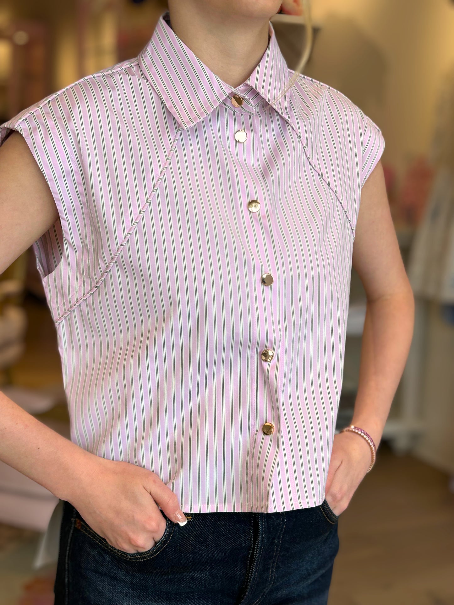 Mora Stripe Shirt-Pink Stripes