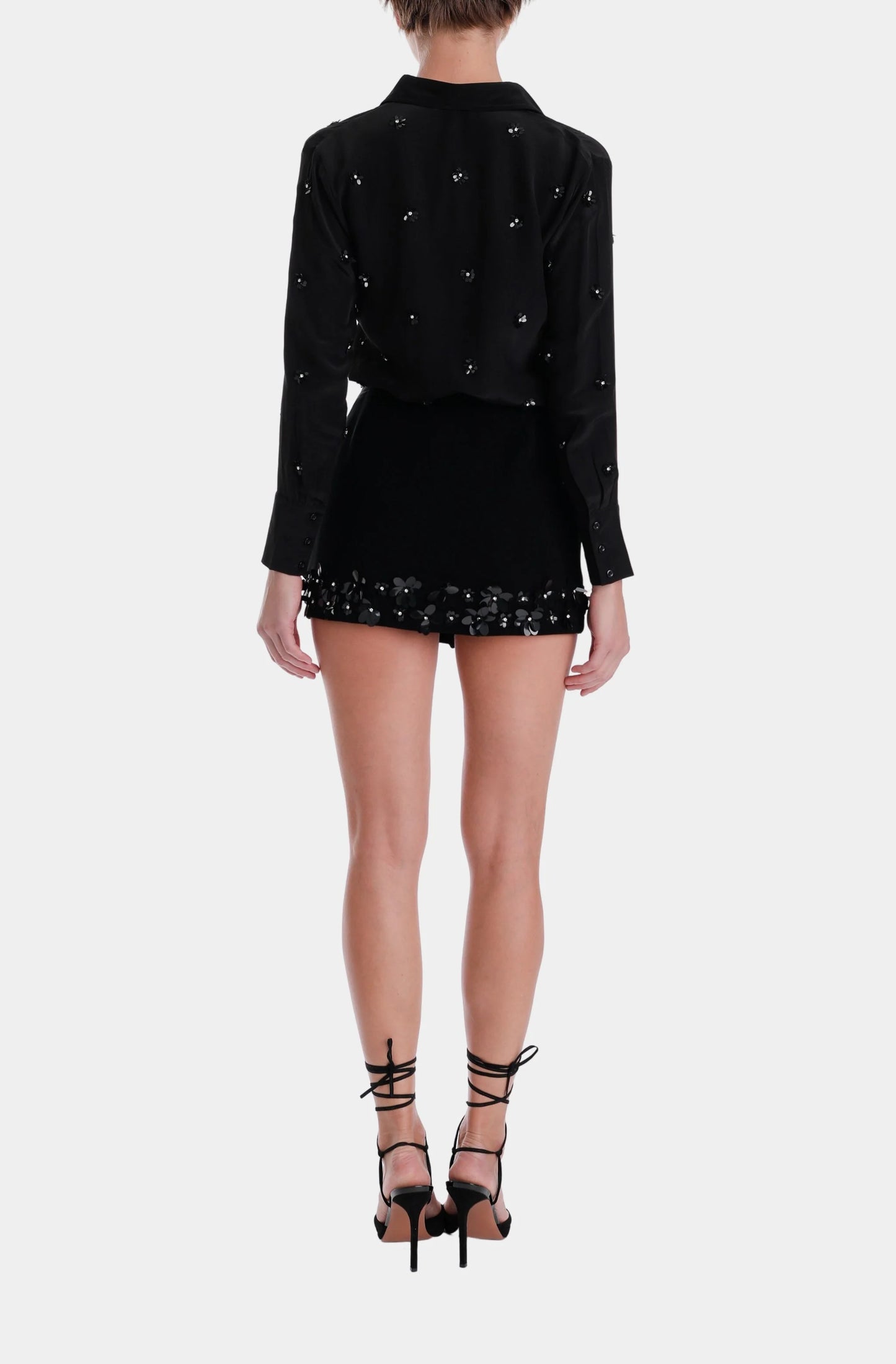Bella Embroidered Mini Skirt- Black
