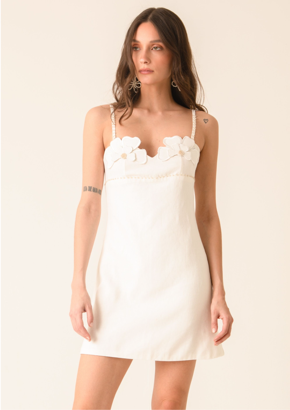 Bloom floral cup mini dress in white