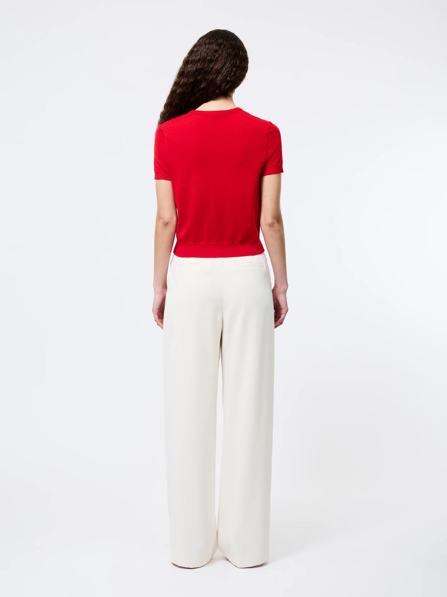 Nola Fine Knit Short Sleeve Sweater-Mars Red