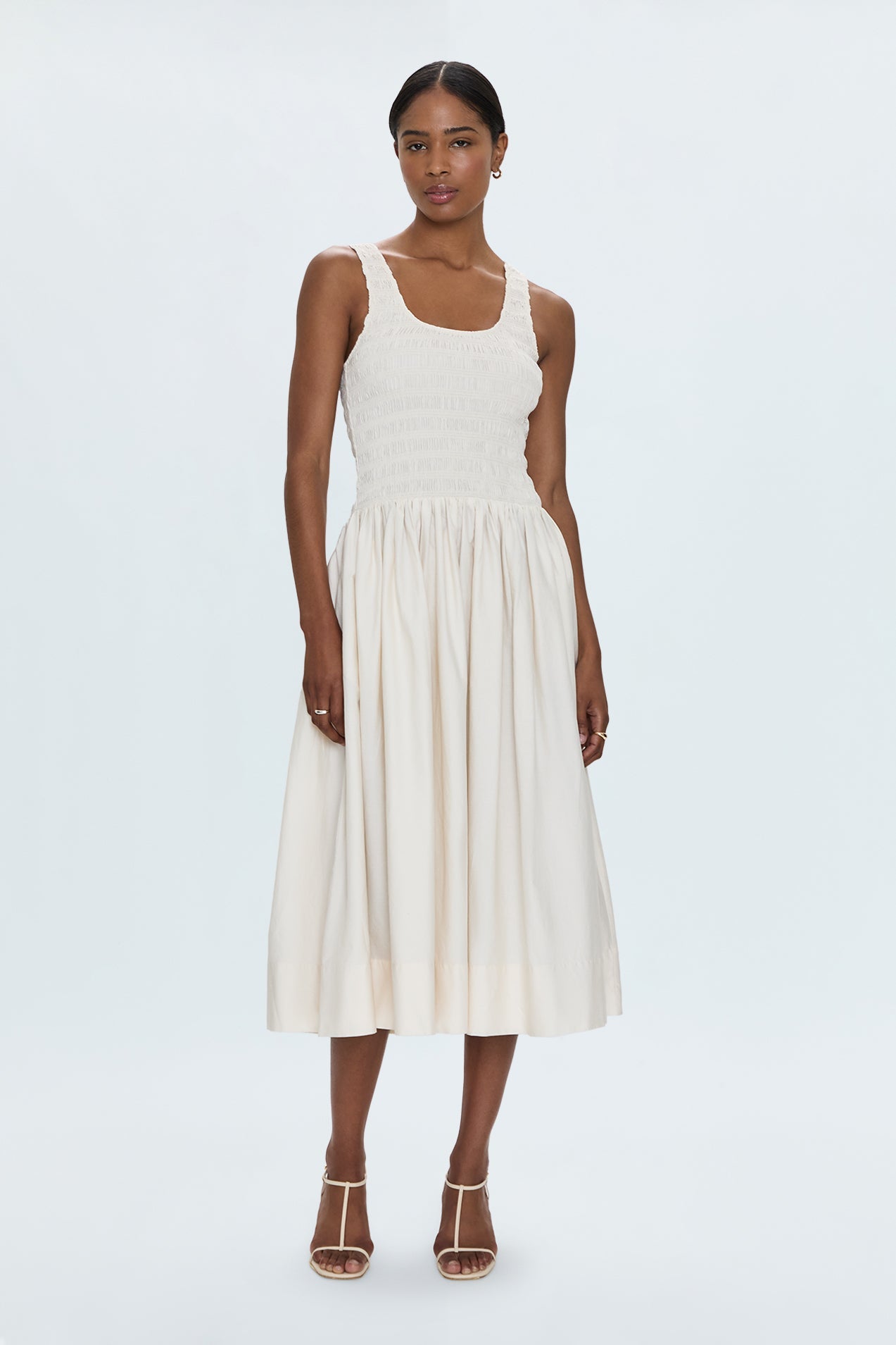 Alessia Smocked Drop Waist Dress- Shell