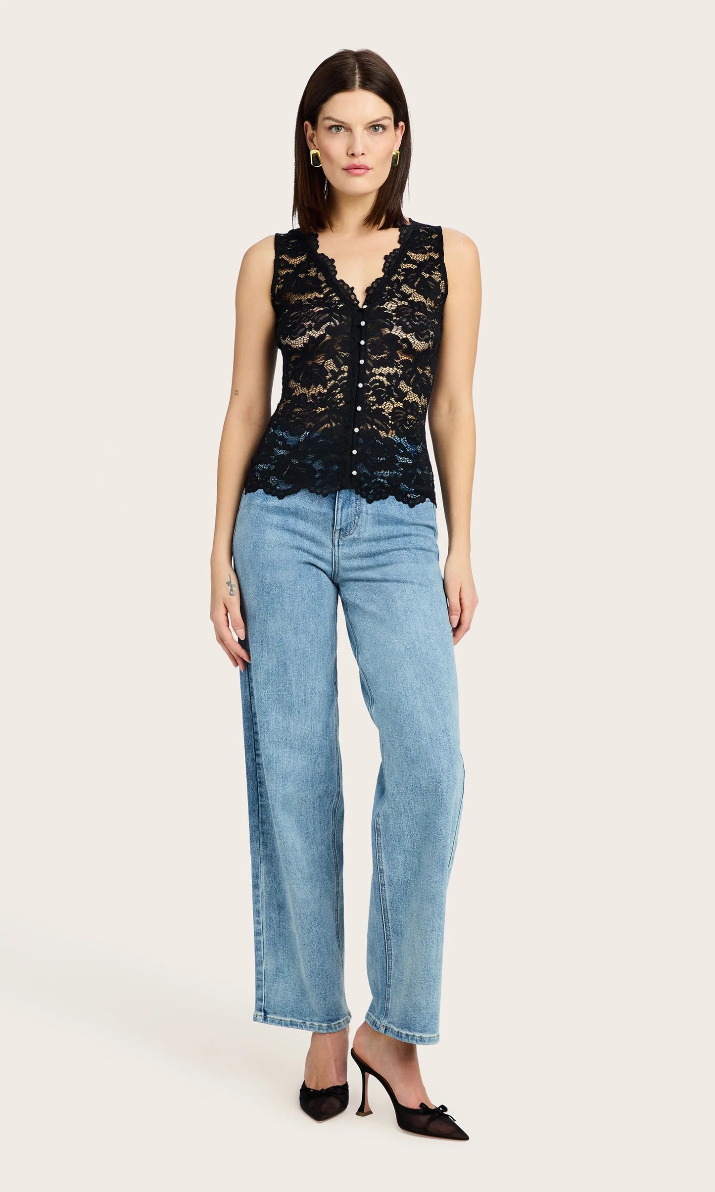 Brinley Lace Top-Black