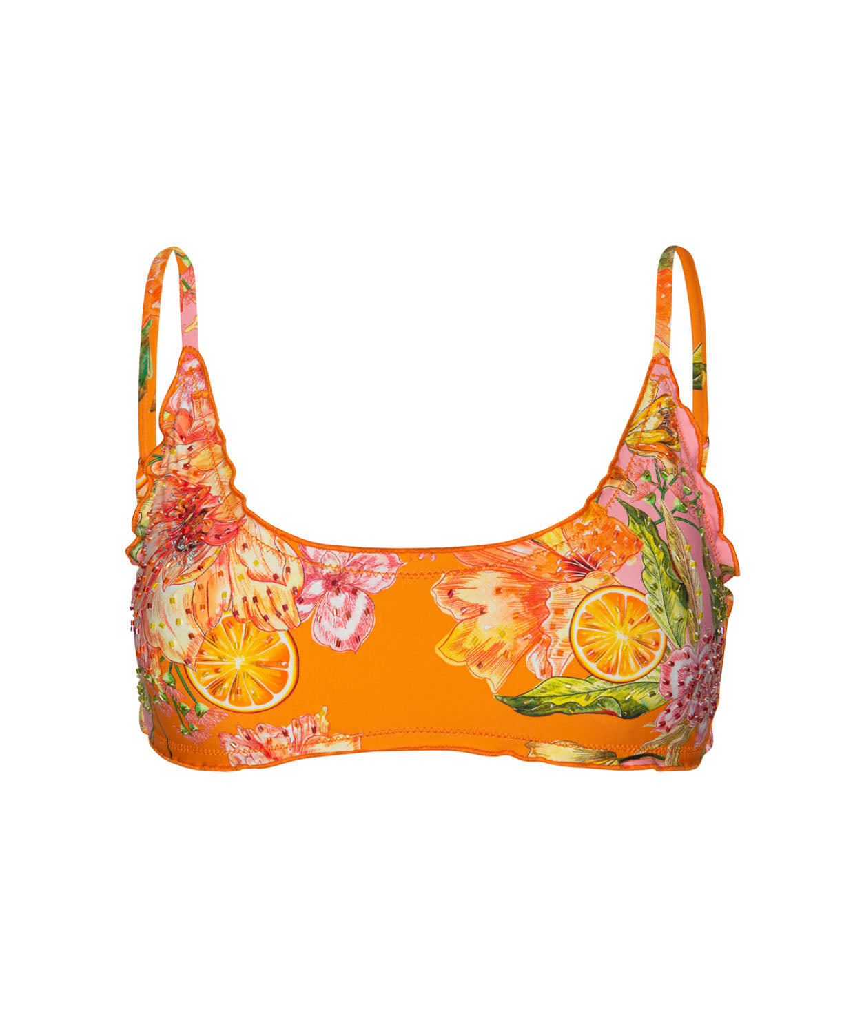 Embroidered Lettuce Bralett- Clementine