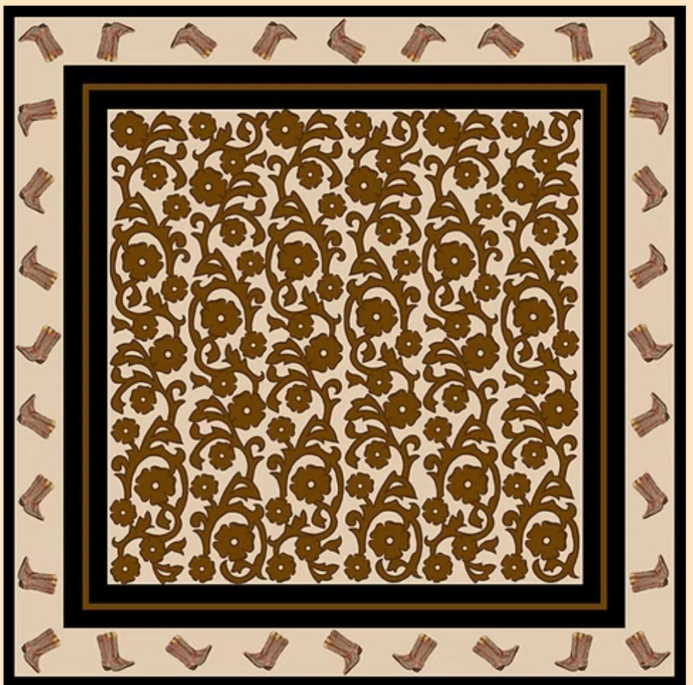 Paisley Boots Black/Brown Scarf
