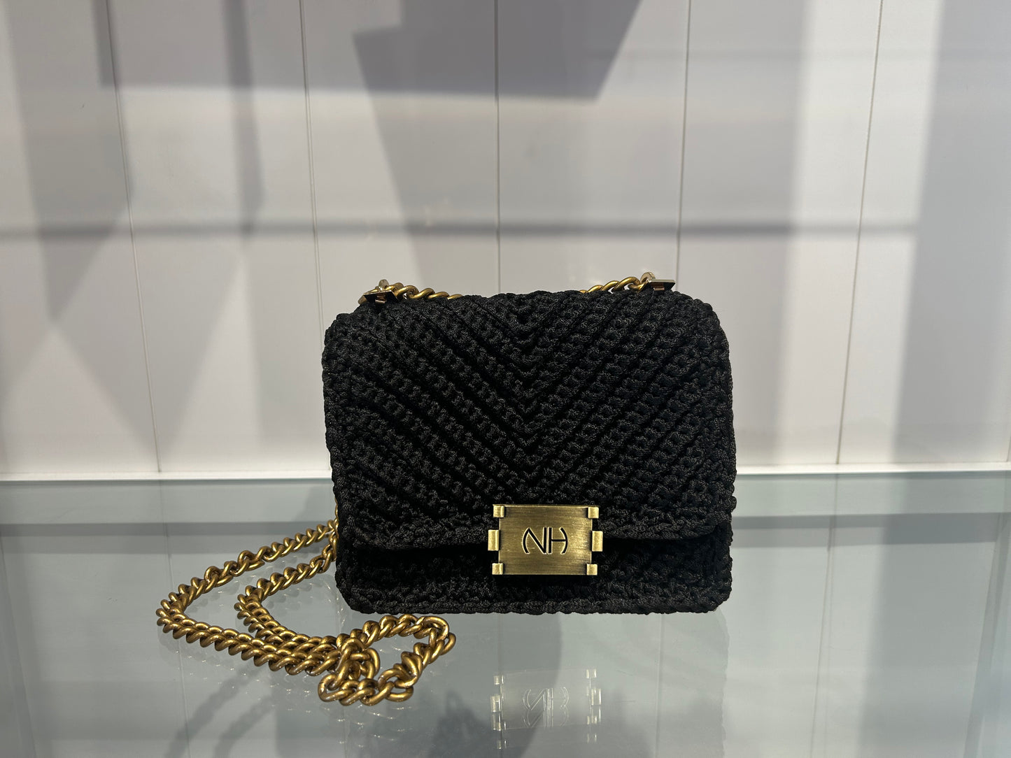 Black Woven Handbag