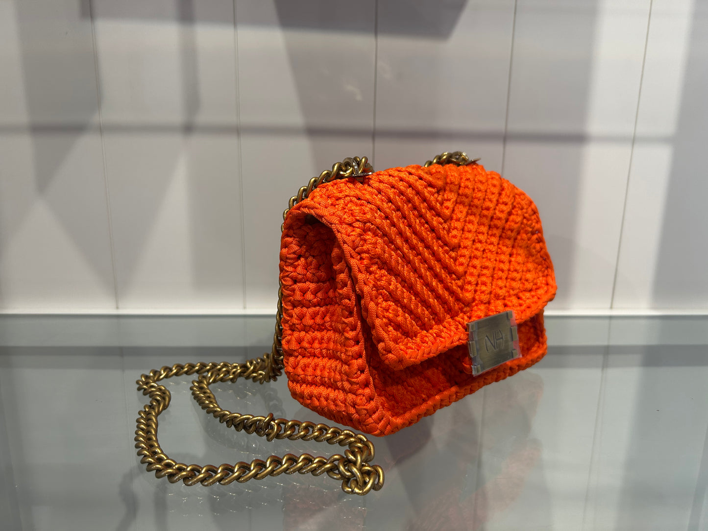 Orange Woven Handbag