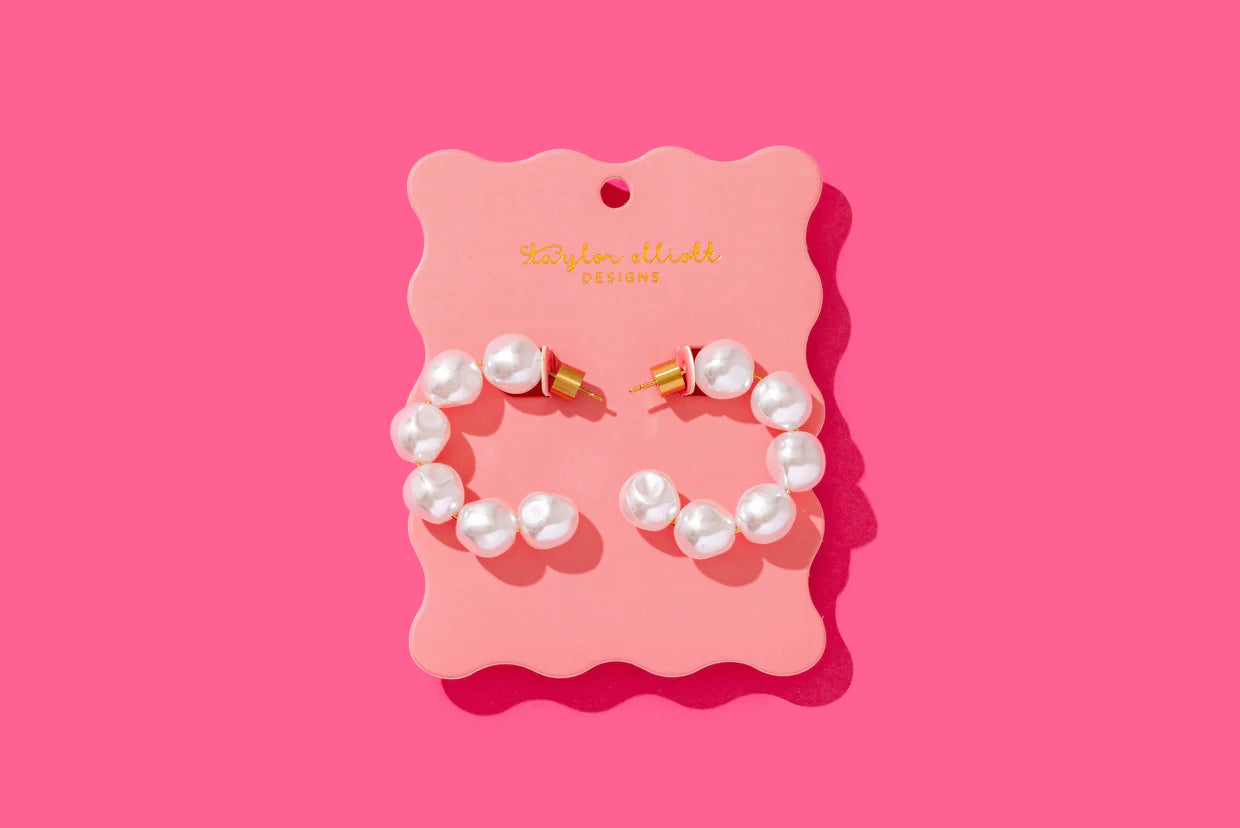 Megan Pearl Hoop Earrings