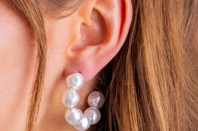 Megan Pearl Hoop Earrings
