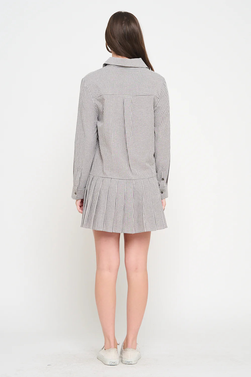 Stripe Pleat Shirt Dress