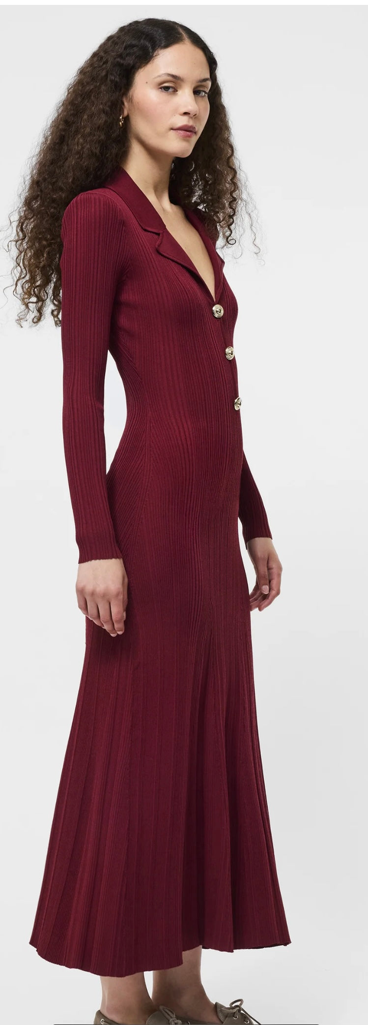 Crinkle Knit LS Maxi Dress