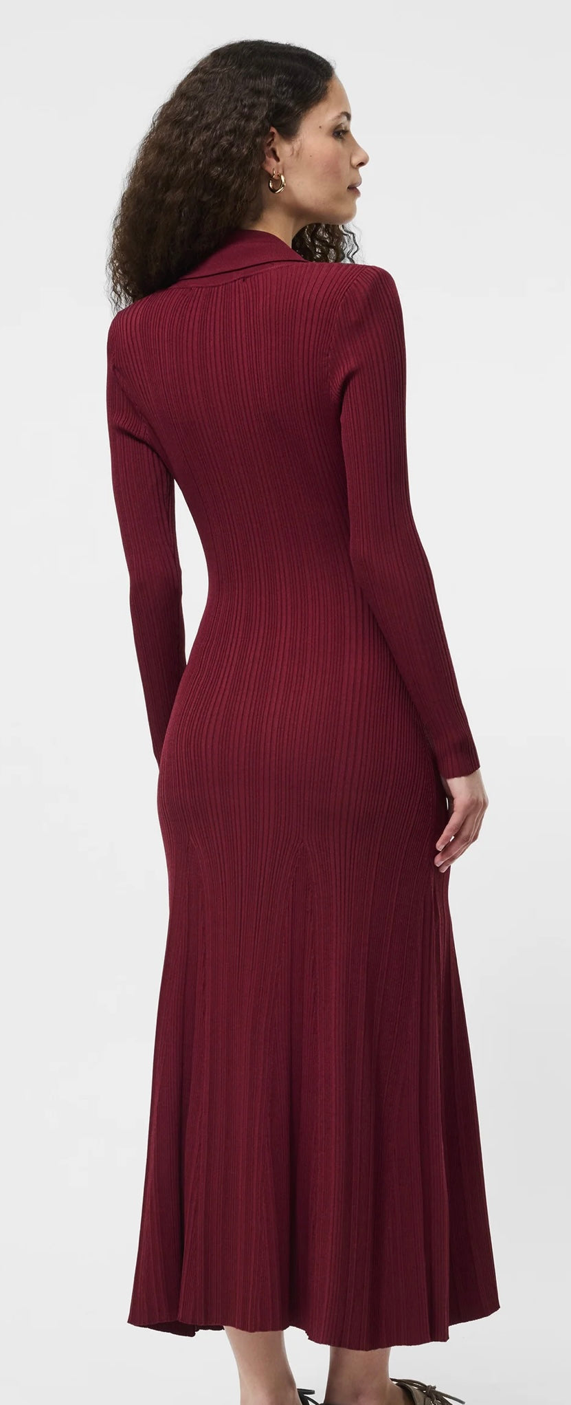 Crinkle Knit LS Maxi Dress