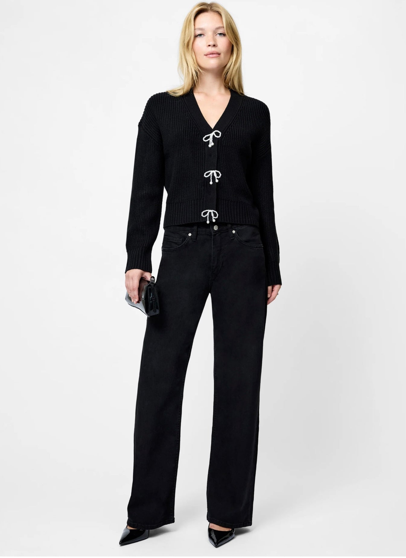 Babysoft Pearl Bow Sweater Black