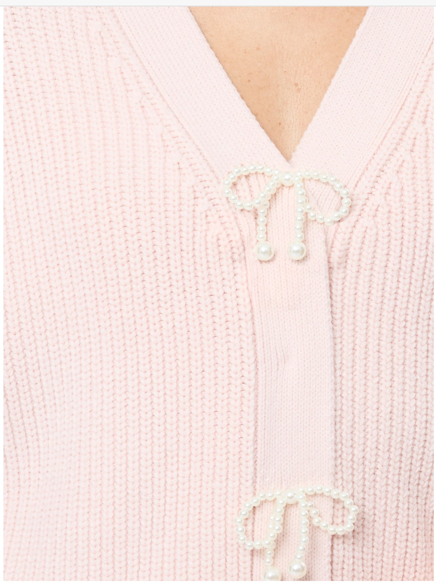Babysoft Pearl Bow Sweater Soft Blush