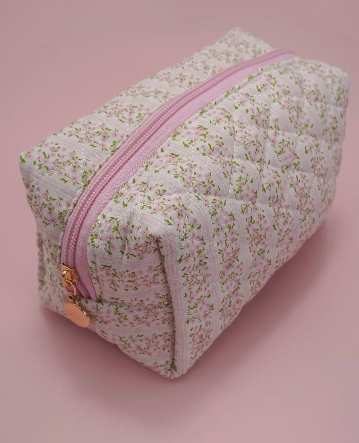 Floral Quilted Cosmetic Pouch