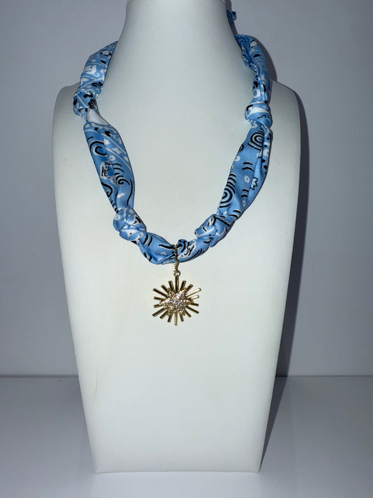 Bright Star Light Blue Bandana Necklace