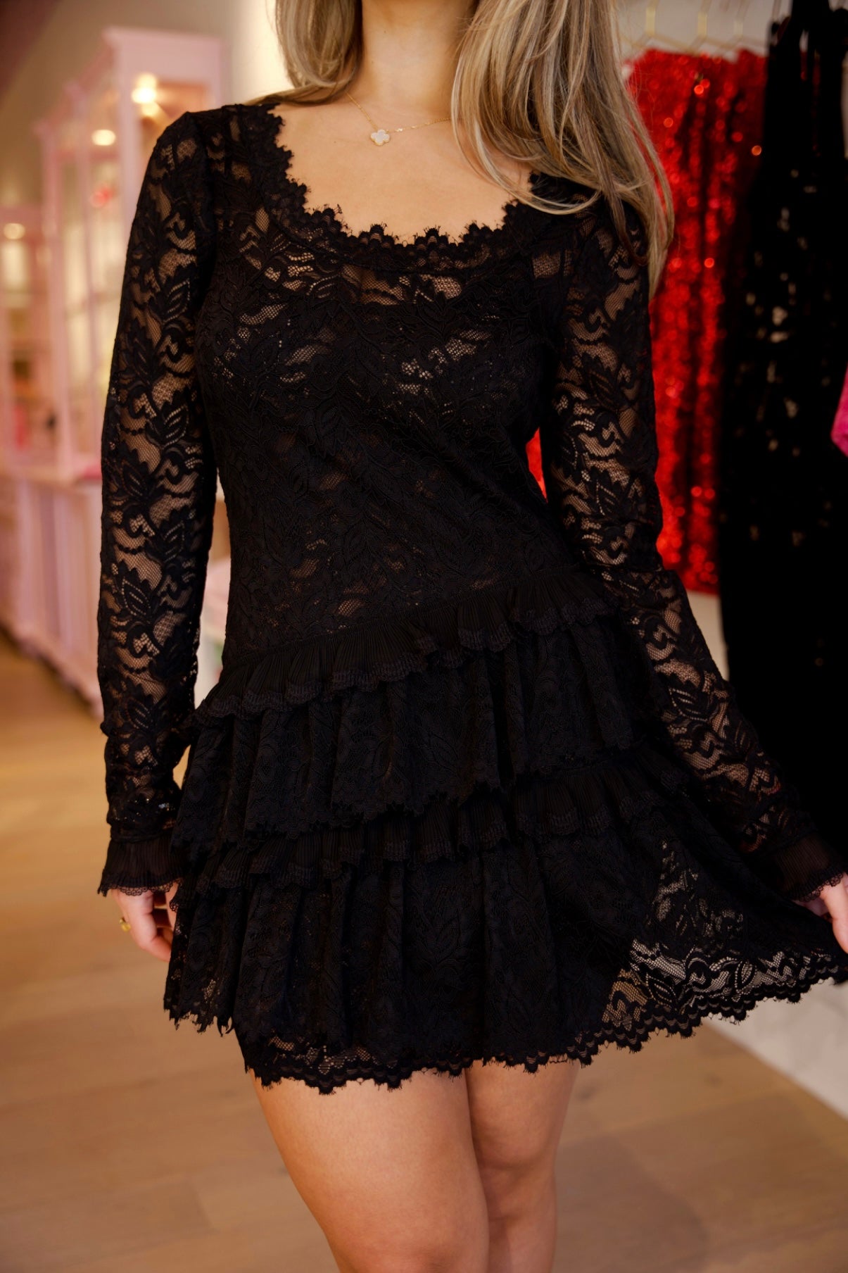 Rhea Dress Black- LoveShackFancy
