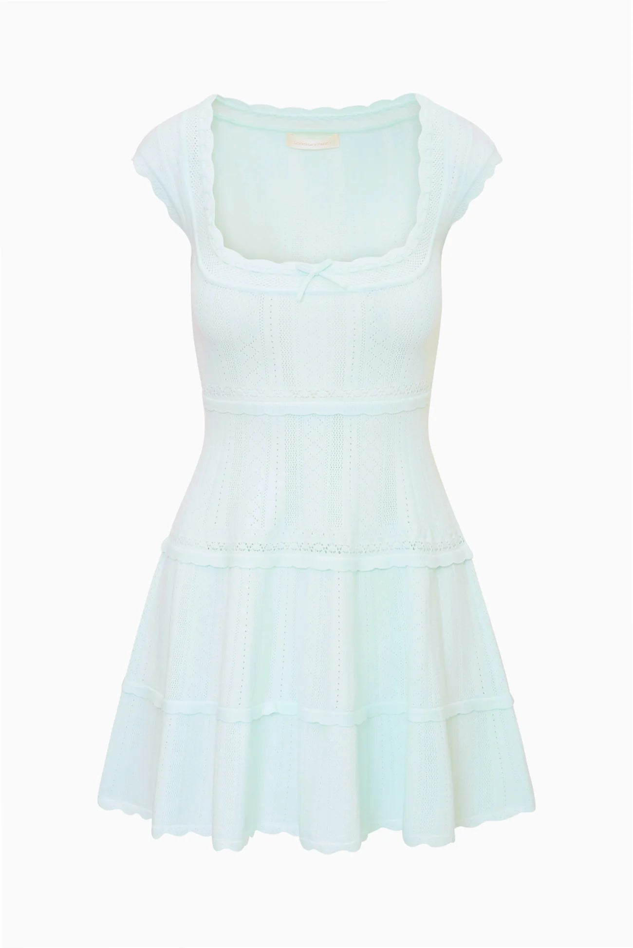 Laighton Stretch Pointelle Mini Dress Dusty Lagoon- LoveShackFancy