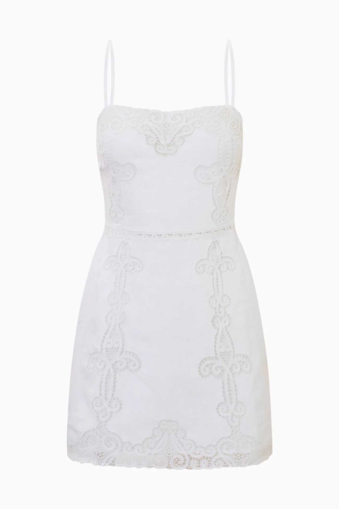 Olivine Linen Crochet Lace Mini Dress-Loveshackfancy