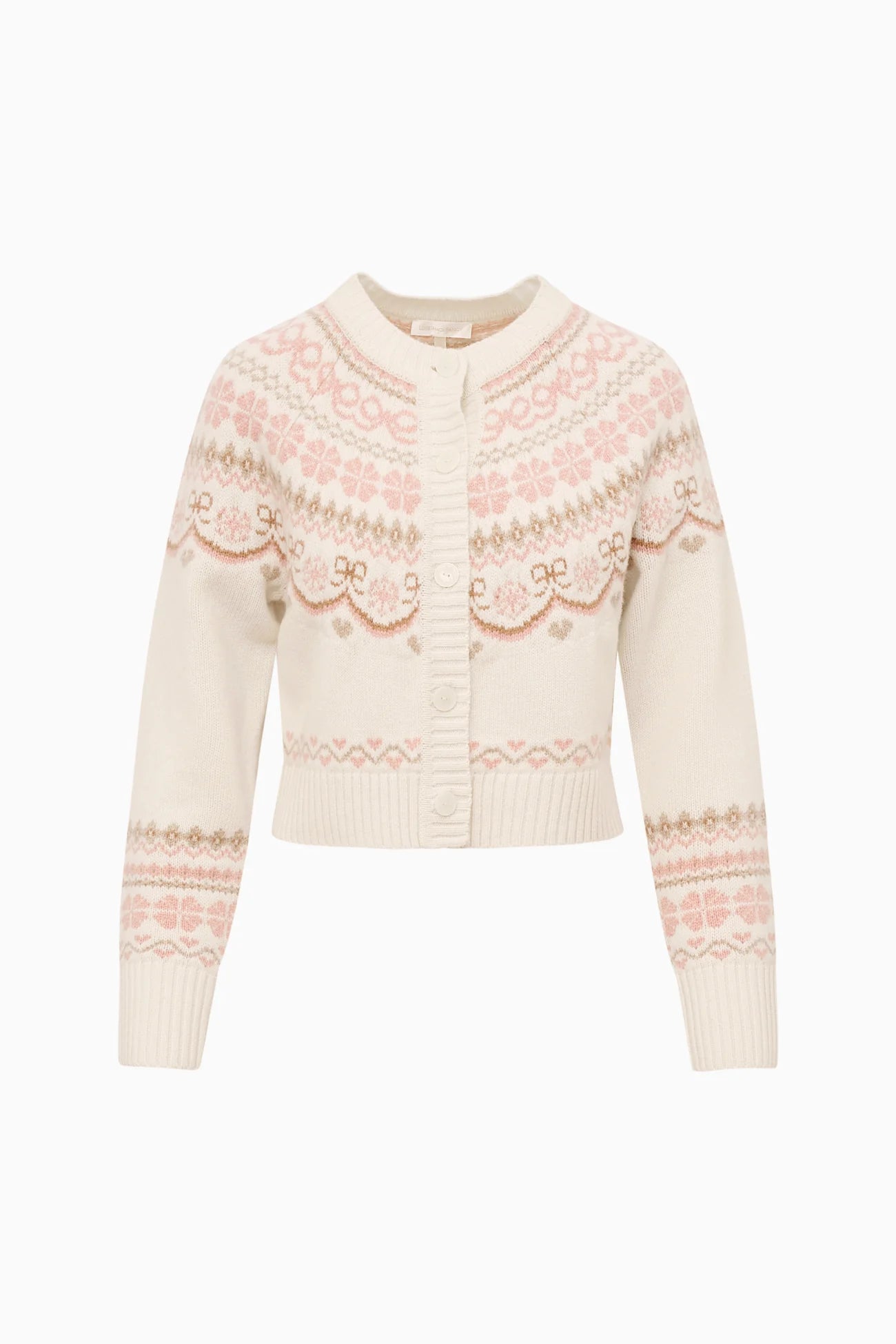 Shantae Wool Fair Isle Cardigan - Pink Champagne