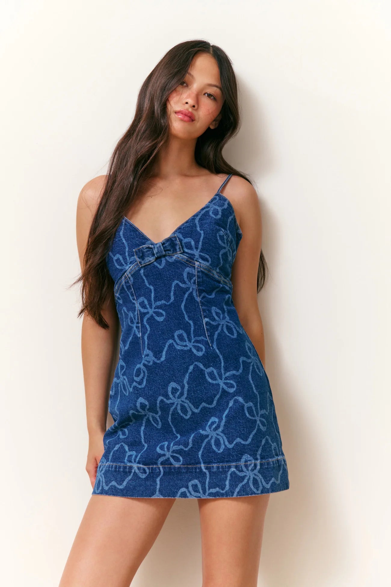 Solina Denim Bow Mini Dress