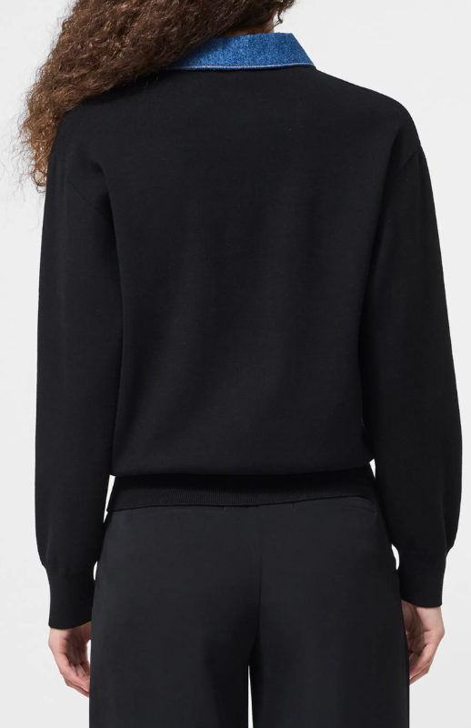 Denim Collared Knit Sweater