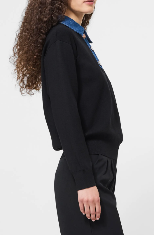 Denim Collared Knit Sweater