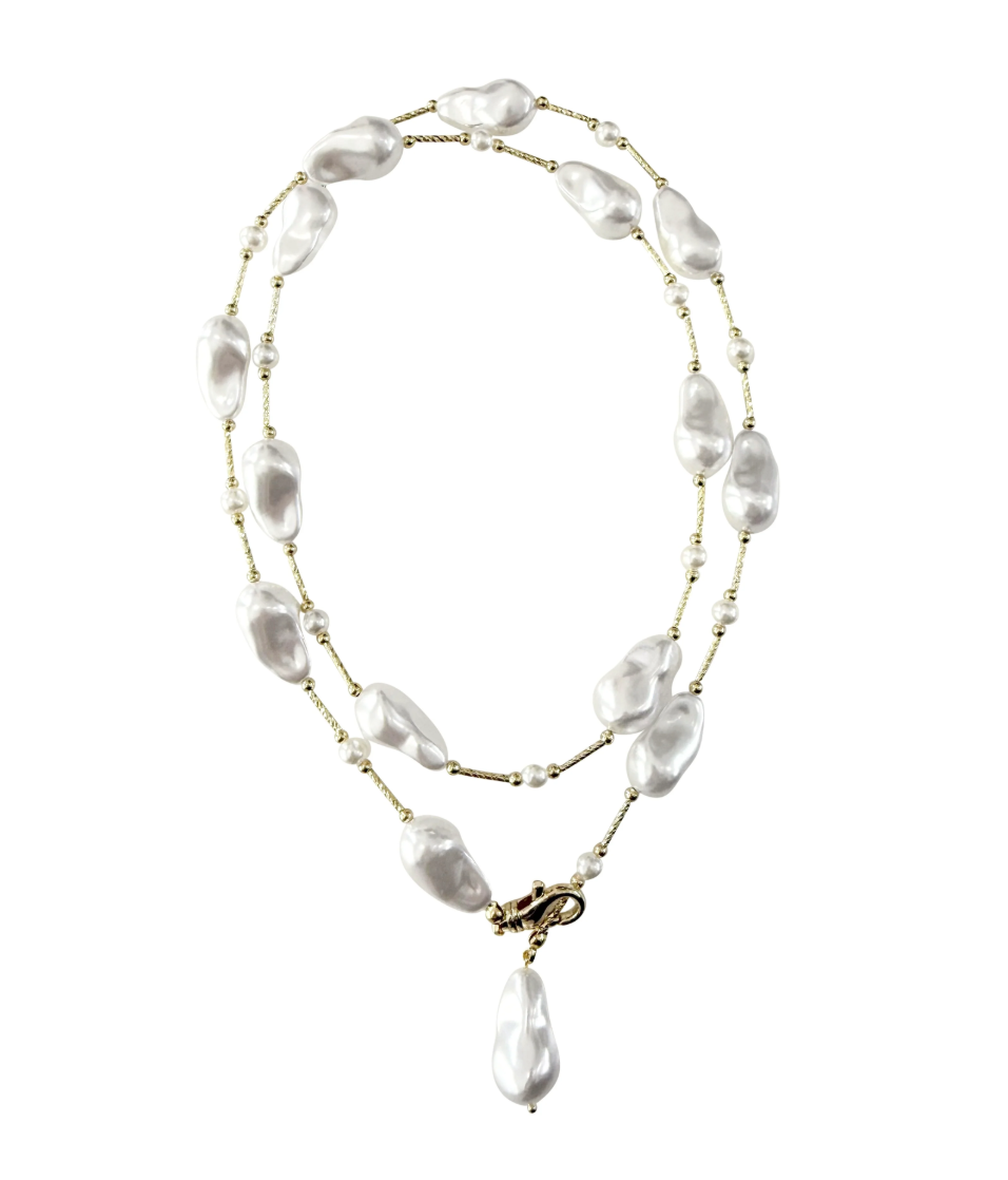 Gloria Baroque Pearl Lariat Necklace