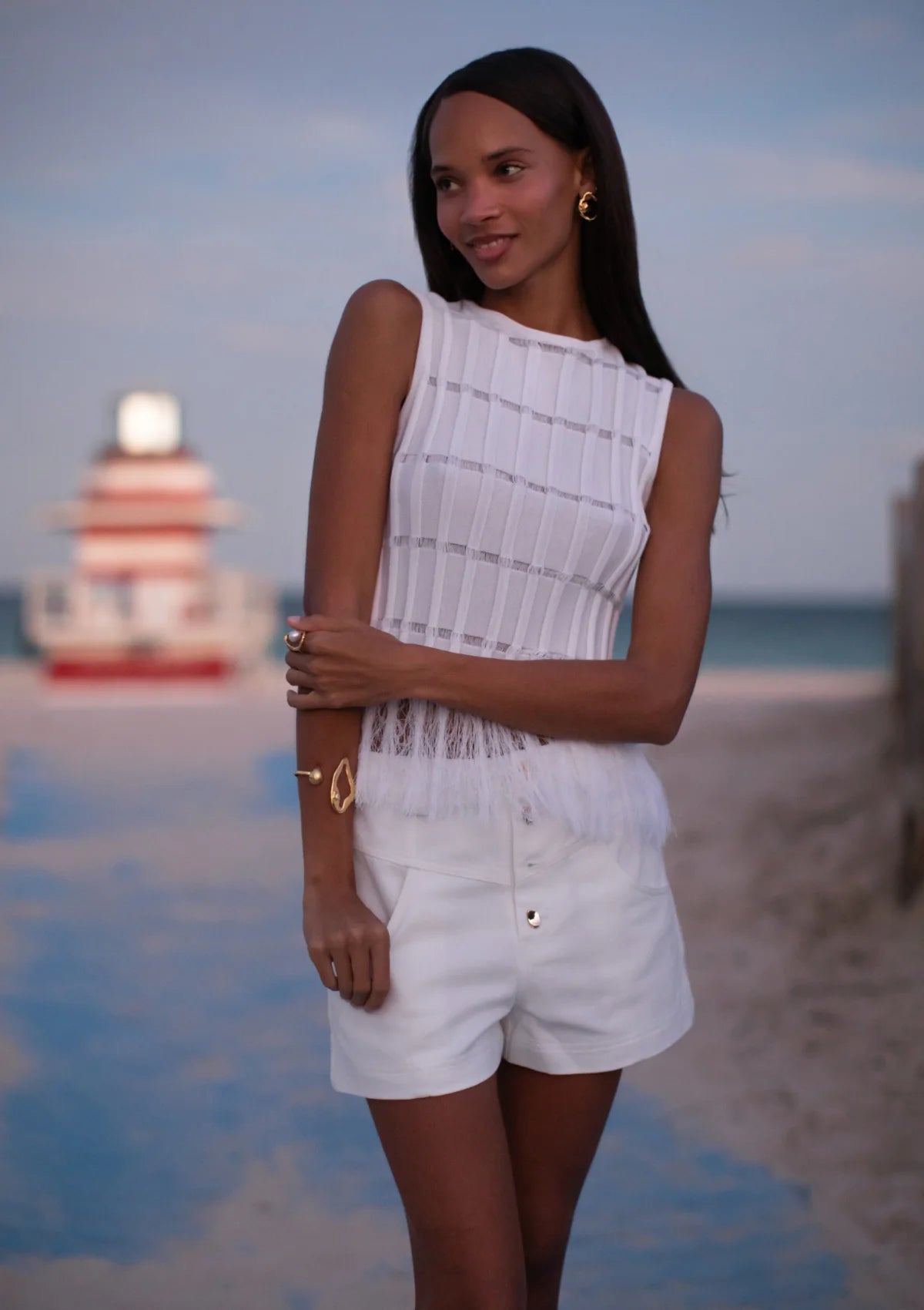 Eira Denim Shorts White-Karina Grimaldi