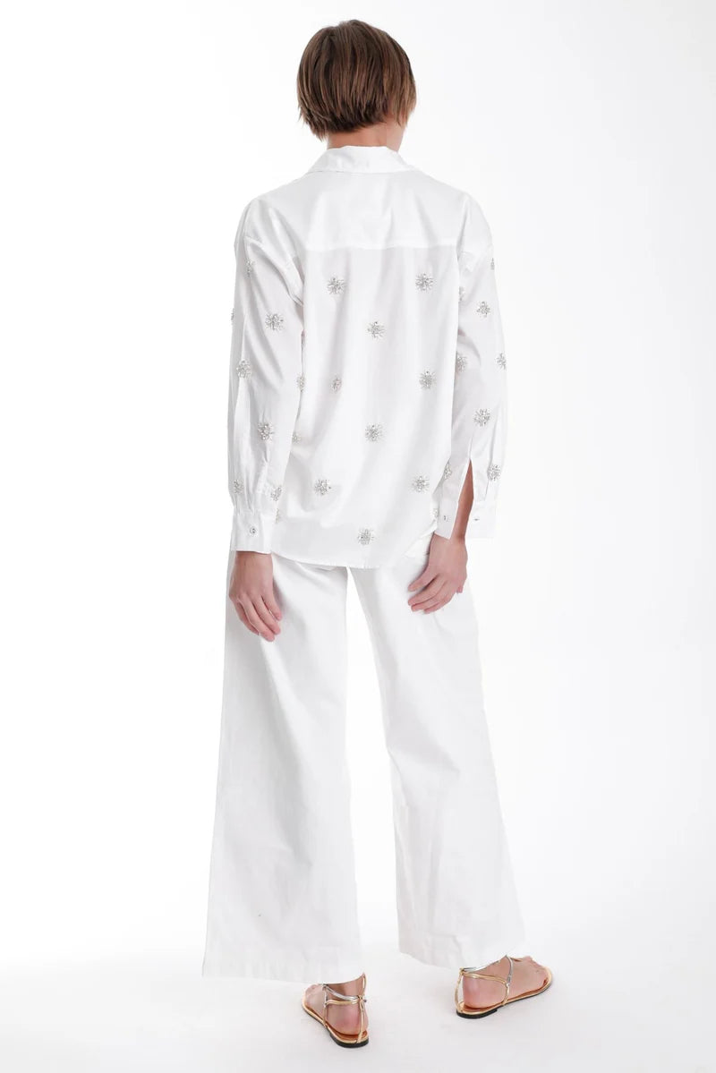 Gisela Rhinestone Blouse White- Karina Grimaldi