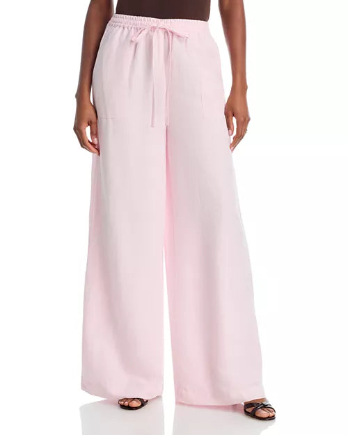 Cooper Linen Wide Leg Pants Pink Icing- French Connection