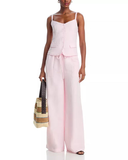 Cooper Linen Wide Leg Pants Pink Icing- French Connection