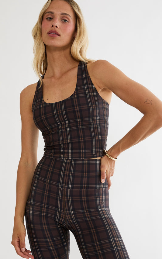 Yara Top Chocolate Bar Plaid- Beach Riot