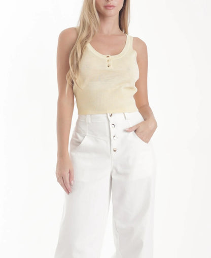 Zaya Knit Tank Top Pastel Yellow- Karina Grimaldi