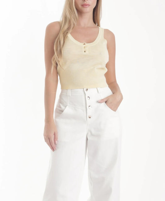 Zaya Knit Tank Top- Pastel Yellow