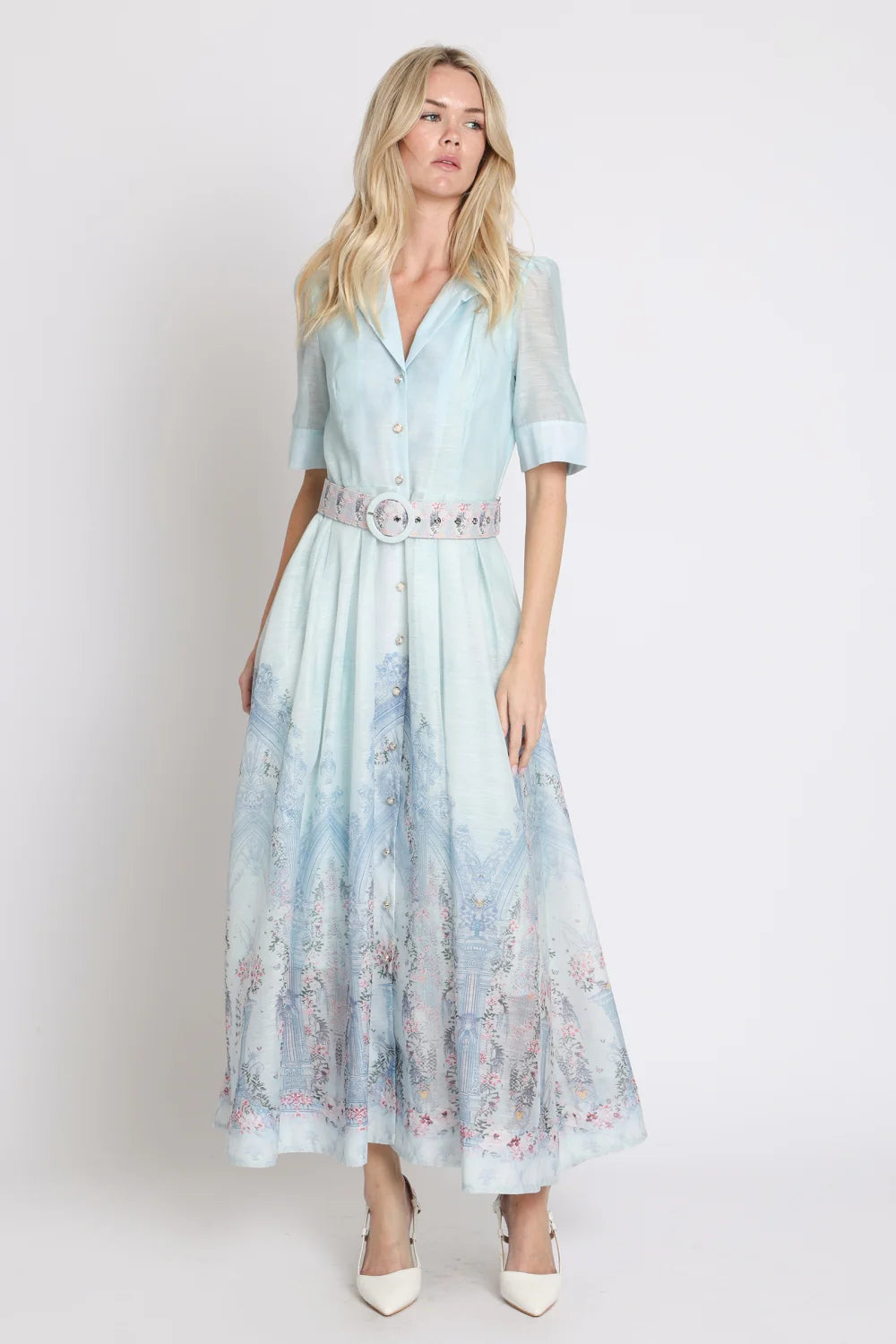 Romantic Botanical Print Shirt Dress- Beulah Style