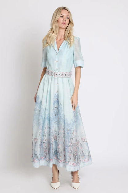 Romantic Botanical Print Shirt Dress- Beulah Style