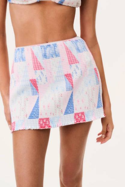 Arwen Patchwork Print Swim Skirt- LoveShackFancy
