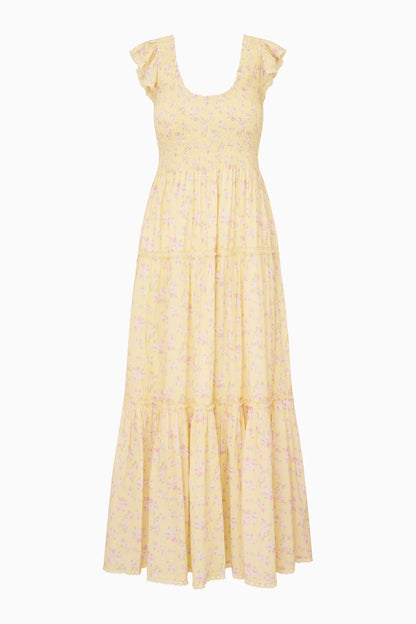 Chessie Blooming Floral Maxi Dress Lemon Sprtiz- LoveShackFancy