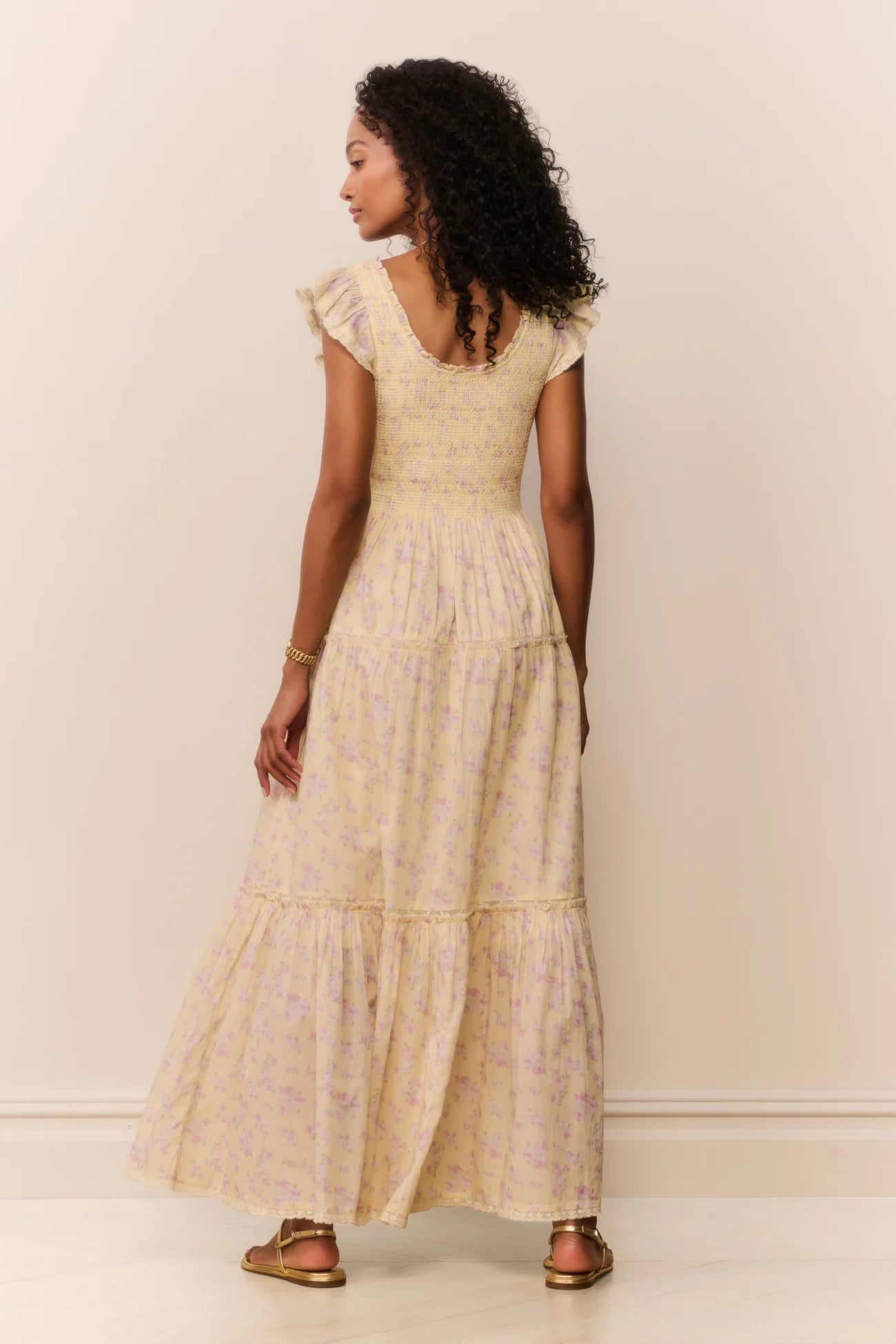 Chessie Blooming Floral Maxi Dress Lemon Sprtiz- LoveShackFancy