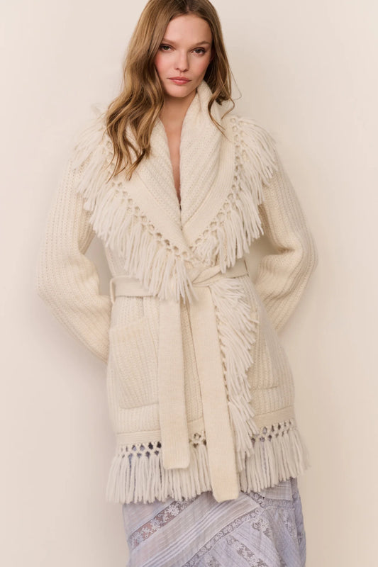 Daphira Fringe Alpaca Wrap Cardigan