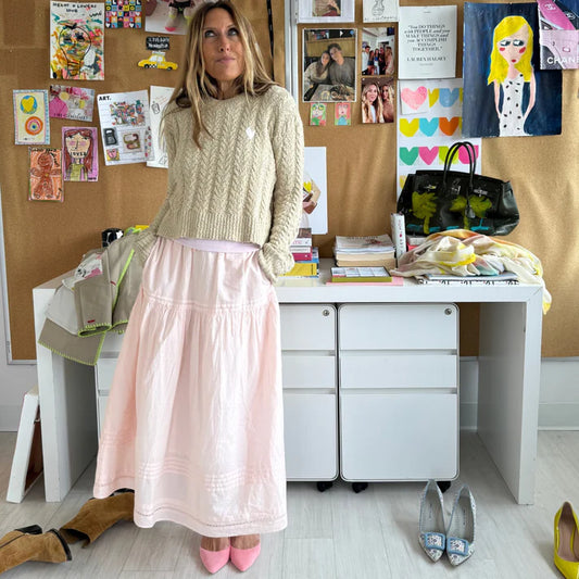 Vacance Cotton Pintuck Skirt Sugar Pink- Kerri Rosenthal