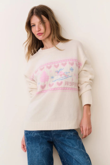 Francie Wool Jacquard Pullover- Apres Ivory