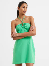 Whisper Ruth Strap Halt Neck Dress - green