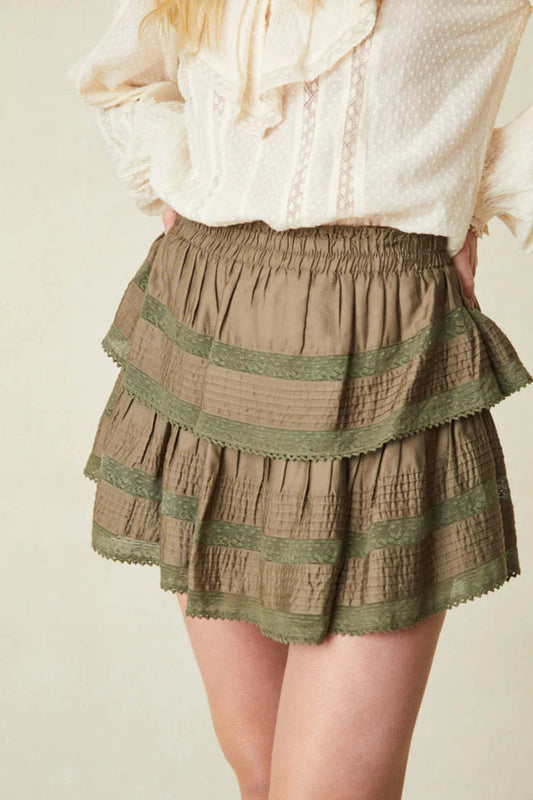 Ruffle Mini Skirt - Forest Oak