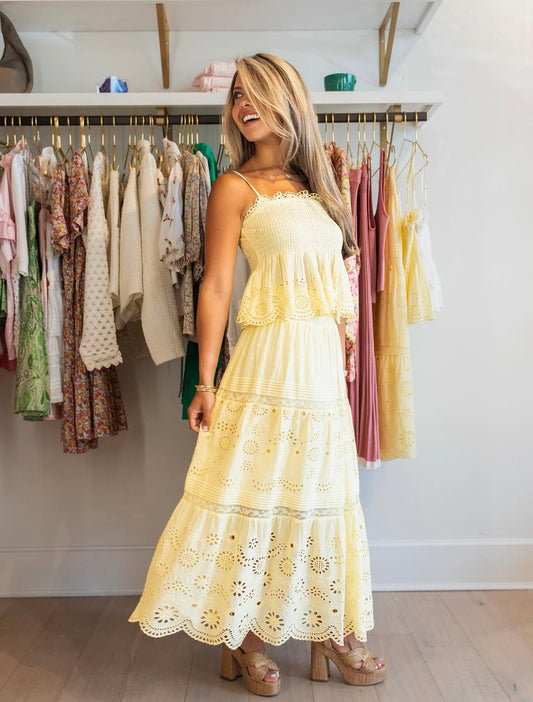 Condie Eyelet Lace Top - Citron