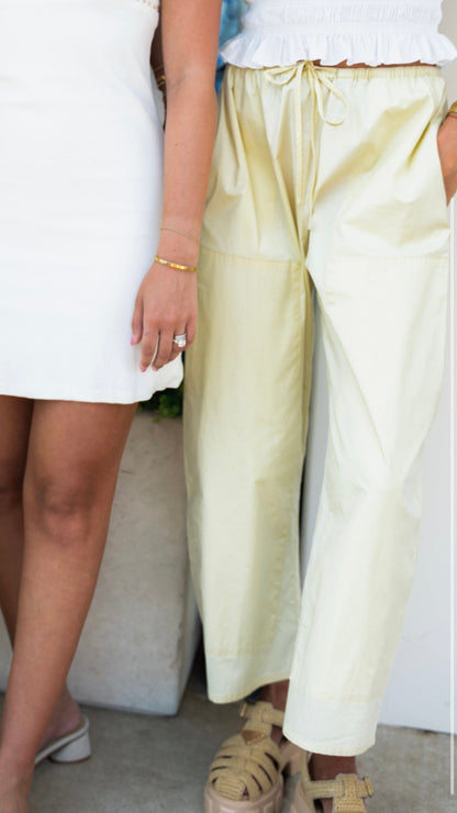 Theo Drawstring Poplin Pant - Lemonade