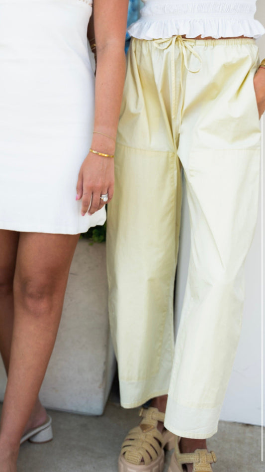Theo Drawstring Poplin Pant - Lemonade