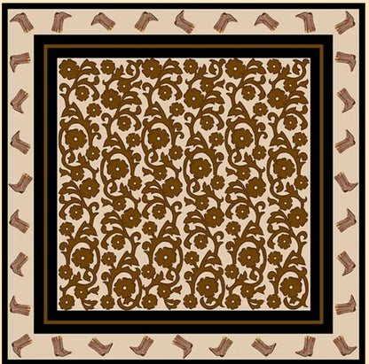 Paisley Boots Black/Brown Scarf