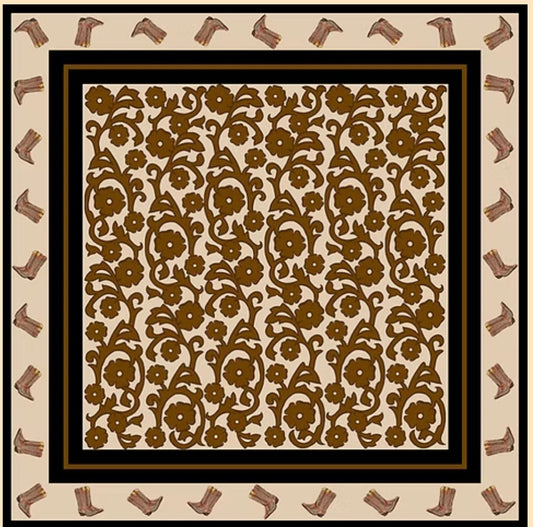 Paisley Boots Black/Brown Scarf