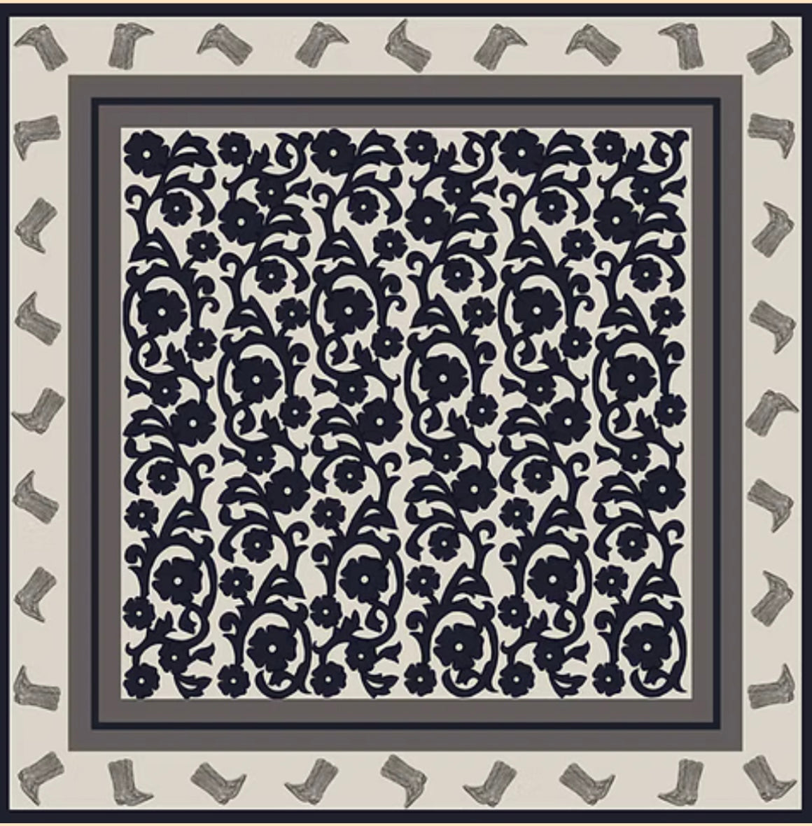 Paisley Boots Navy Silk Scarf